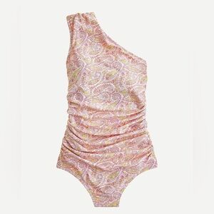 J. Crew Eco ruched one-shoulder one-piece in beach floral paisley size 8